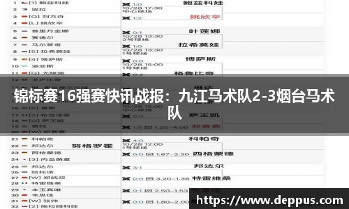 锦标赛16强赛快讯战报：九江马术队2-3烟台马术队